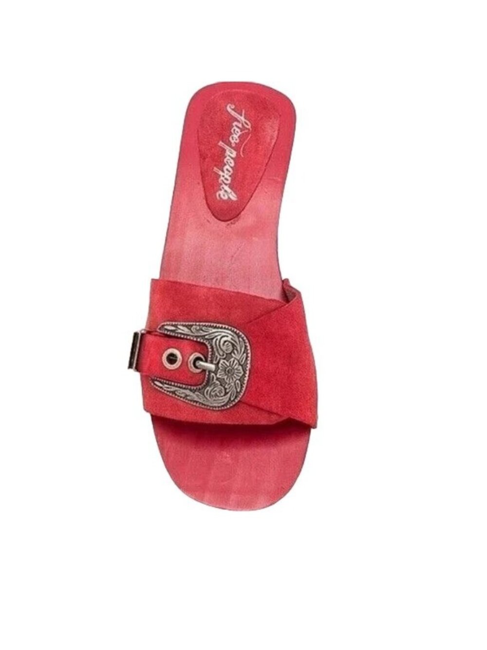 Free People Women's New Red Westtown Wood Slide Clogs Suede Size EUR 39 US 9